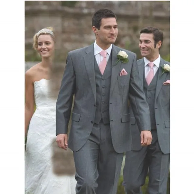 Gentleman Grey Slim Fit Men Suit Groomsmen 3 Piece Gentleman Grey Slim Fit Men Suit Groomsmen 3 Piece Wedding Suits For Man Clothing