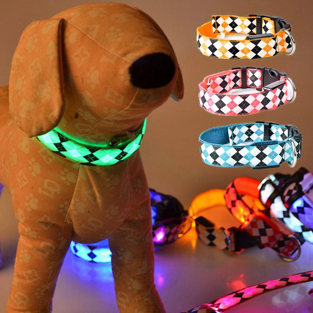 Нейлоновый светодиодный ошейник для собак Ночная безопасность мигающий светится в темноте поводок для собак светящиеся флуоресцентные