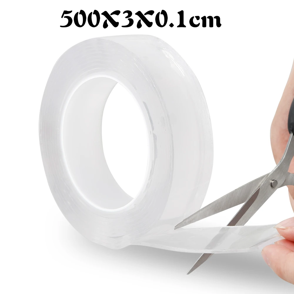 500X3X0.1cm Многофункциональная Двухсторонняя клейкая нано-лента бесследная моющаяся съемная лента для помещений наружная гелевая стикер на ручку - Цвет: 500X3X0.1cm