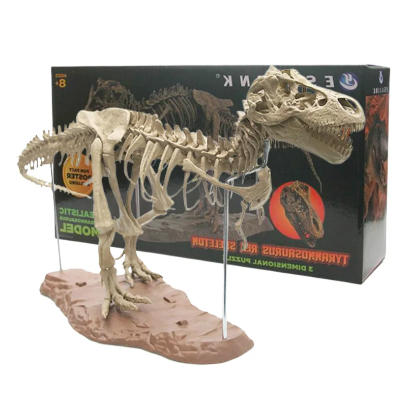 

2019 Hot 4D Assembled model Large T-rex skeleton fossil pvc animal model diy puzzle toy for children dinosaur model with box