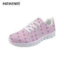 INSTANTARTS Розовый Jewel печати Для женщин Повседневное тапки обувь летние Air сетчатые балетки для студентов дышащая шнуровкой Туфли без каблуков для девочек