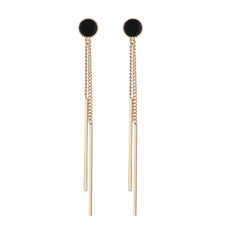 

Korean Trendy Geometric Round Gold Silver Earrings Metal Rod Tassel Dangle Drop Earrings For Women Long Earings Fashion Jewelry
