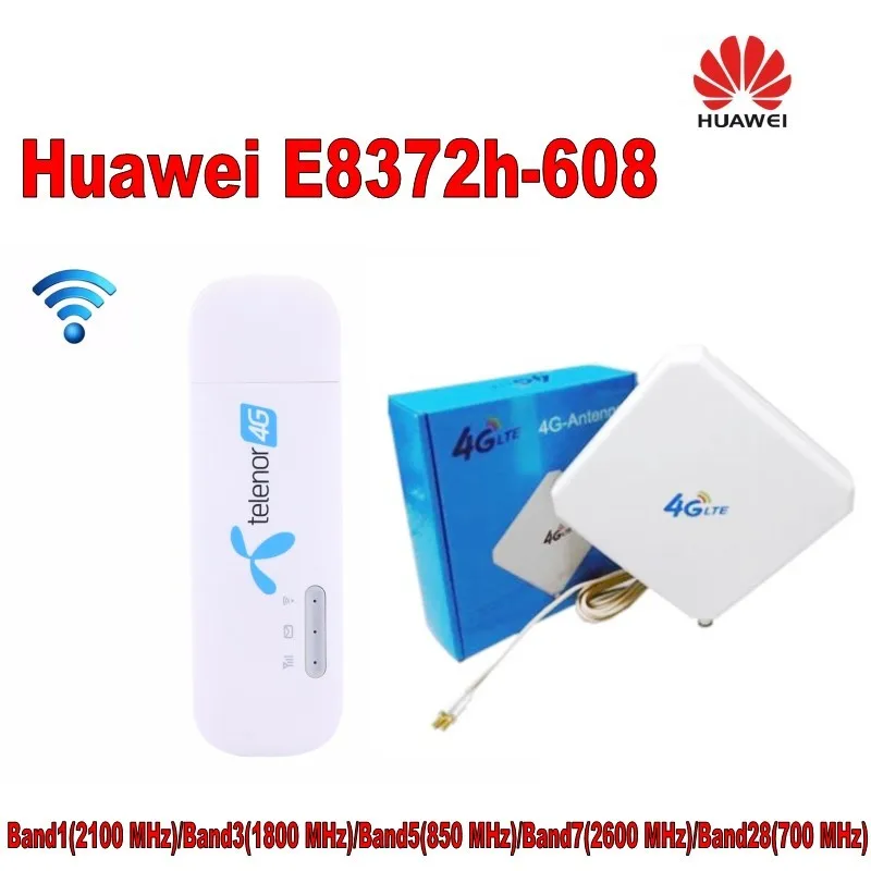 10 шт. разблокирована huawei E8372 E8372h-608 150 Мбит/с 4 г LTE USB модем + 35dbi 4 г антенны