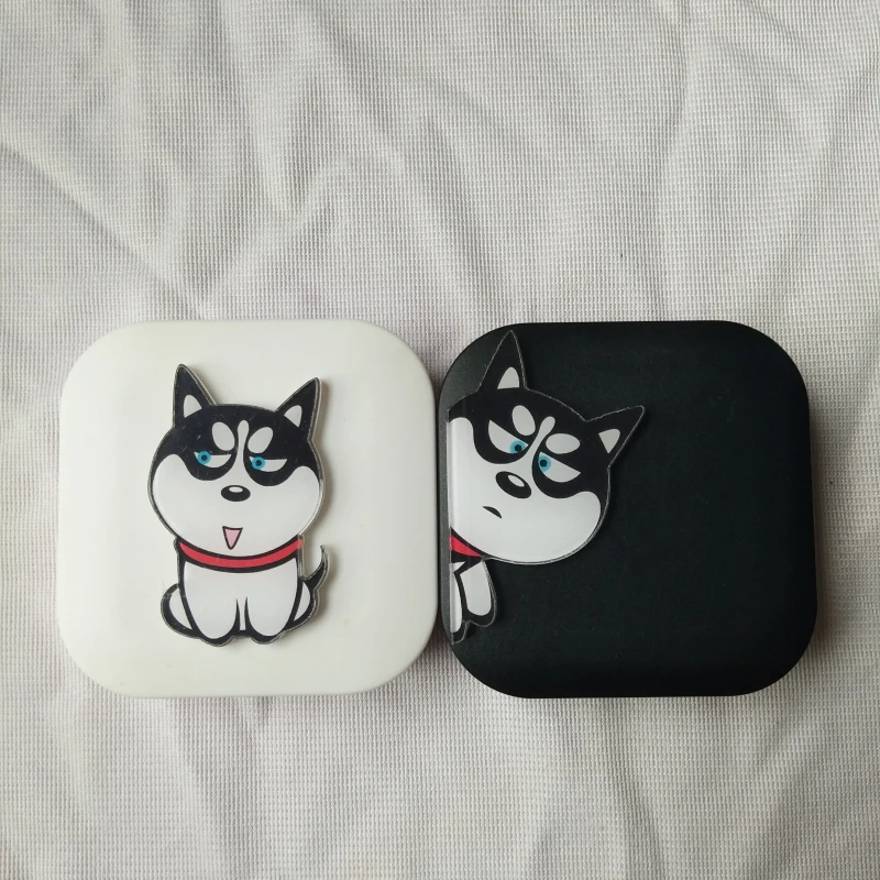 

LIUSVENTINA DIY Acrylic Cute Dog Siberian Husky Alaskan Malamute Contact Lens Case With Mirror Box Container for Color Lenses