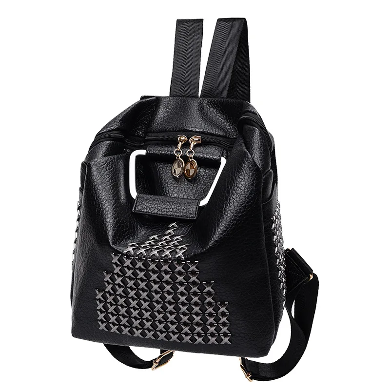 

Korean New Brand Women Backpacks Rivet Fashion High Quality Leather Shoulder Bags Multi Functional Lady PU Leather Travel Bag