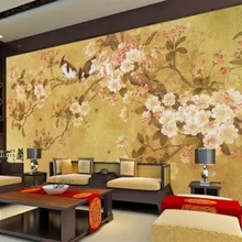 Пользовательские обои 3D стерео фотообои Орхидея цветок птица Китайский элегантный фон стены гостиной настенные обои