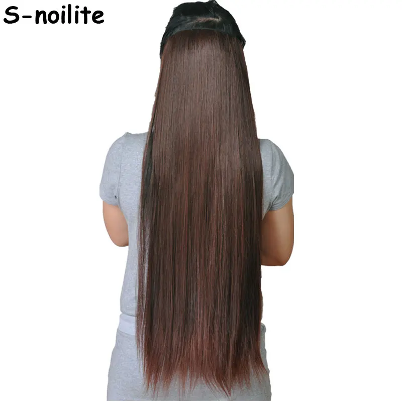 S-noilite 30 Inches 76CM Fall To Hips Clip in one piece Hair Extensions 3/4 Full Head 5 Clips Straight Synthetic hairpiece S-noilite 30 Inches 76CM Fall To Hips Clip in one piece Hair Extensions 3/4 Full Head 5 Clips Straight Synthetic hairpiece