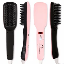 Clearance 2 in 1 Anion Irons Negative Ions Hair Straight Brush Straight Auto LCD Brush Hair Straightener Iron Straightening Comb