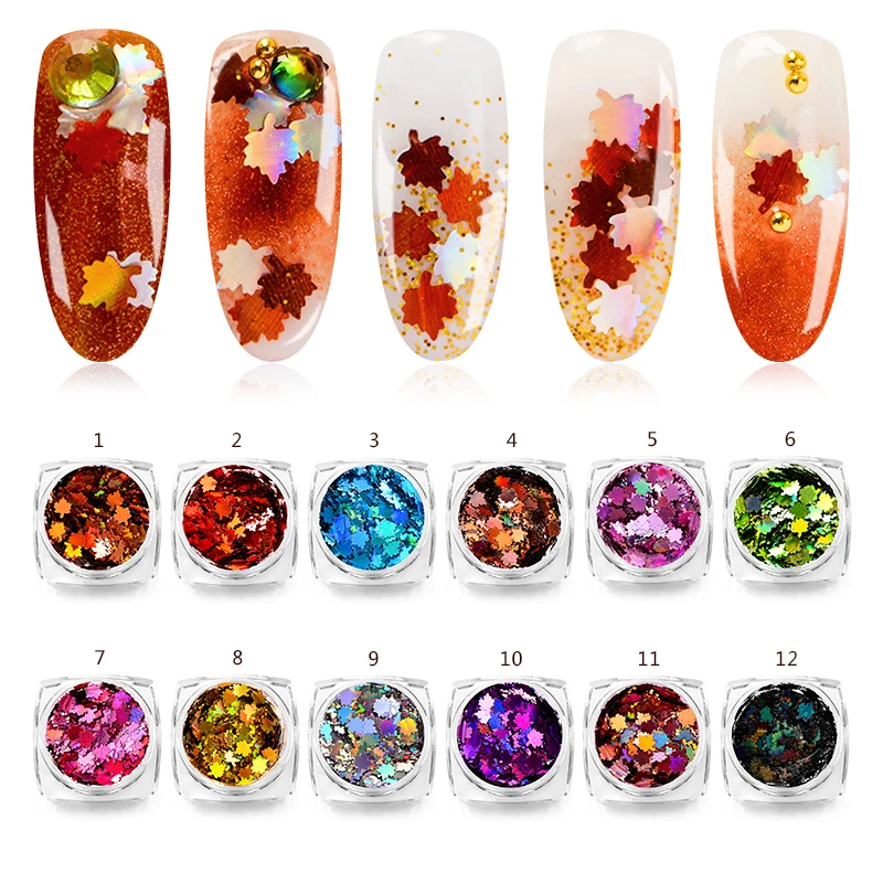 

Mtssii Maple Leaf Nail Art Sequin Autumn Design Spangles for Nails Laser Nail Art Decoration Symphony Nail Flake Applique 1 PC