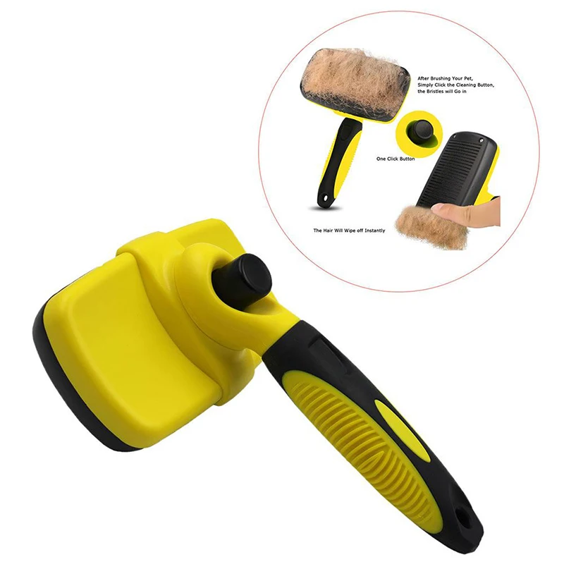 Cat Dog Universal Hairbrush Comb For Cats Automatic Hair Removal Comb For Dogs Pet Hair Remover Grooming Stainless Steel Yellow Cat Dog Universal Hairbrush Comb For Cats Automatic Hair Removal Comb For Dogs Pet Hair Remover Grooming Stainless Steel Yellow