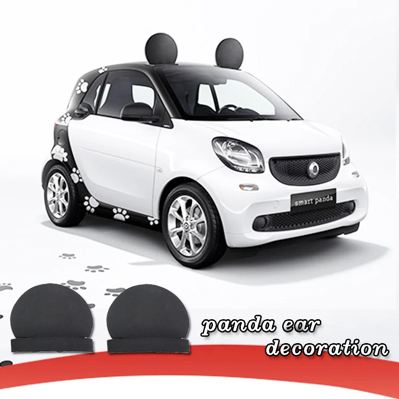 

Cute Chinese panda ear car styling roof Ornament black Funny Cartoon Decoration For Smart 451 453 fortwo forfour