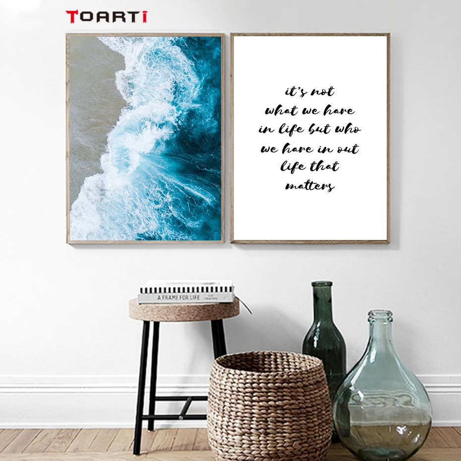 Ocean Sea Waves Canvas Nordic Posters Prints Landscape Scandinavian Style Wall Art Painting Decoration Pictures for Living Room (3)