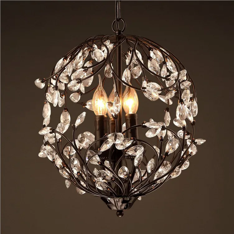 

40cm retro industrial iron branches crystal chandeliers living room bar cafe crystal decorative Chandelier