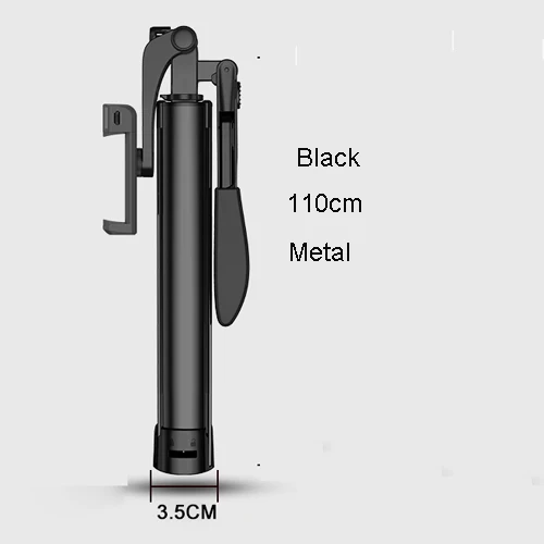 Bluetooth селфи палка для iPhone Xiaomi видео стабилизатор штатив селфи палка пульт дистанционного управления заполняющий светильник для мобильного телефона - Цвет: 110cm Black