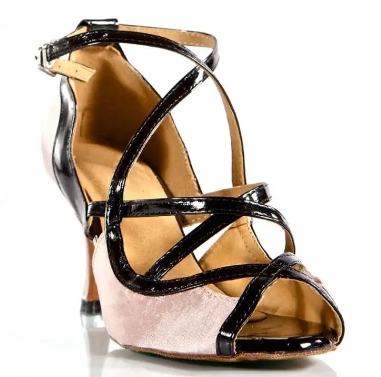 Леопардовая обувь для латинских танцев; женская Обувь для бальных танцев; женская обувь; удобная обувь для сальсы; низкая цена; JuseDanc - Цвет: pink heel 10cm