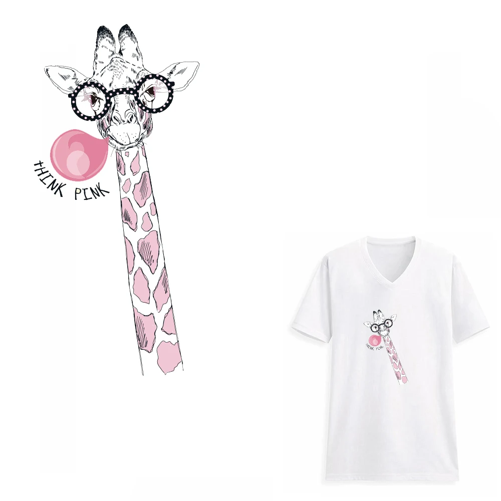 FGHGF Lovely Giraffe Ironing on Stickers Transfers Clothes Patches for Tops T-shirts DIY Decoration Appliqued Kids Dress | Дом и сад