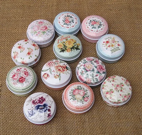 

2016 NEW! 16pcs/lot Lovely Round Mini Fresh Flower Design Chewing Gum Box Jewelry Case Mini Decoration Box Gift Case!