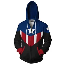 Fans Wear Captain America Sweatshirt Cosplay Hoodie Bucky Cap Cosplay Zip Up Hoodie Superhero 3D Printed Hooded Sweatshirts