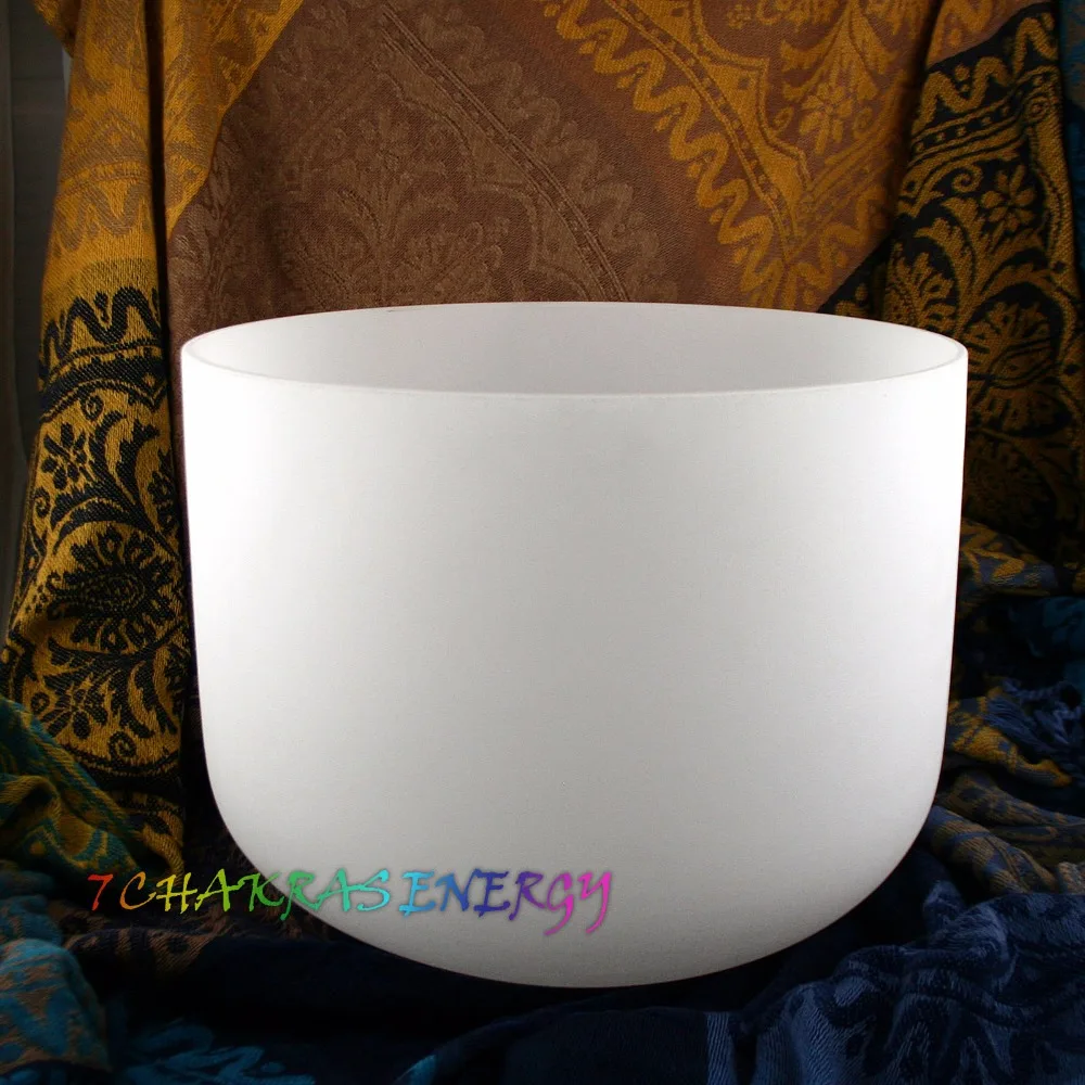

12" frosted quartz crystal singing bowls for meditation with rubber o-ring and suede mallet