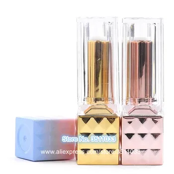 

30pcs 50pcs Rose Gold Square Transparent Empty Lip Balm Tube Plastic Pink Blue Lipstick Container Lip Rouge Tube Lip Makeup Tool