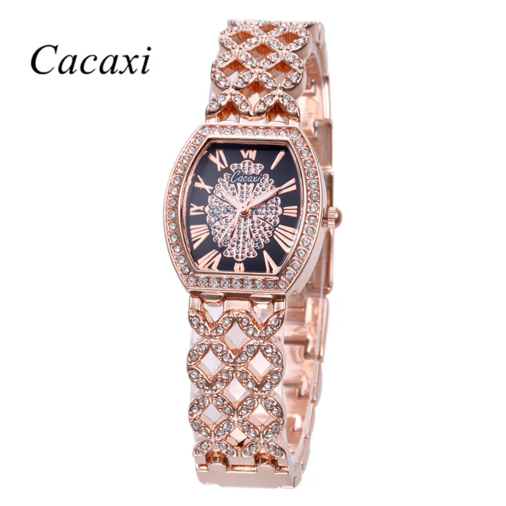 Cacaxi часы женские новые роскошные брендовые кварцевые часы модные женские пустотелые наручные часы золотой браслет Relogio Feminino A131 - Цвет: rose gold