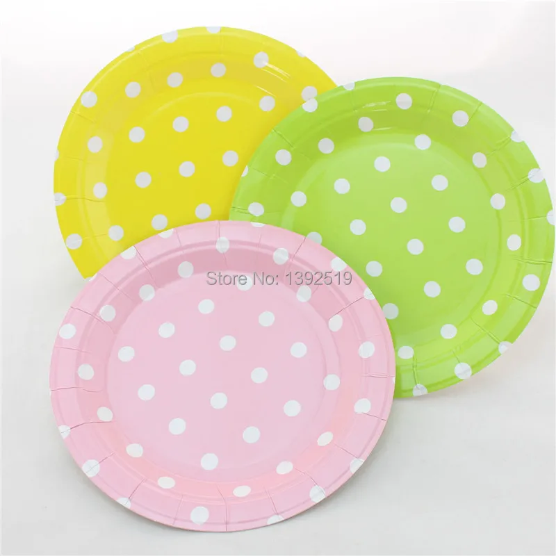 Wholesale 1200pcs 7" 18cm polka dot paper plates birthday party cake