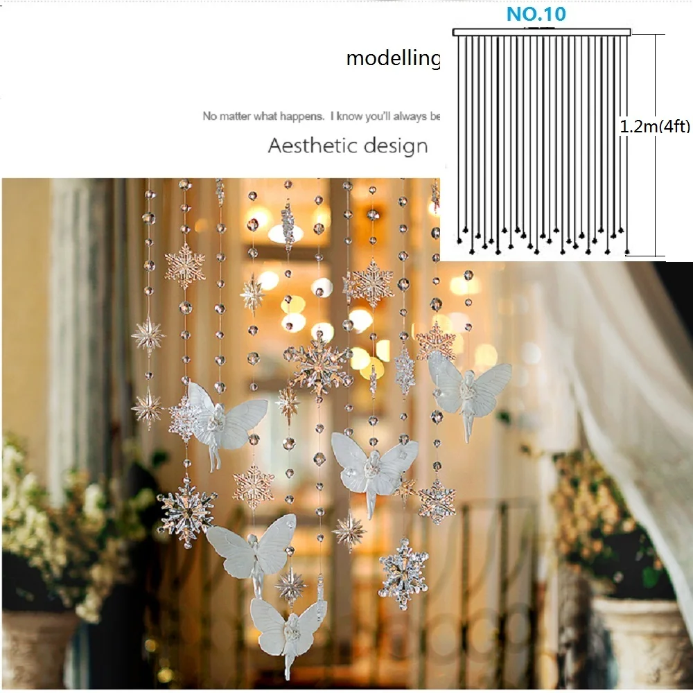 № 10 готовая занавеска 11 шт./партия ледяной снег ангельский Кристалл бисера занавесы дверь экран крыльцо перегородка Рождественское украшение