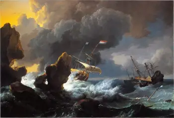 

Free Shipping classical shipwreck stormy seascape canvas printings oil painting printed on canvas wall art decoration picture