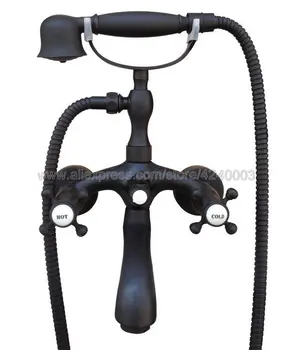 

Oil Rubbed Bronze Bathroom Bath Tub Faucet Taps Dual Holder Telephone Style Wall Mounted Ktf565