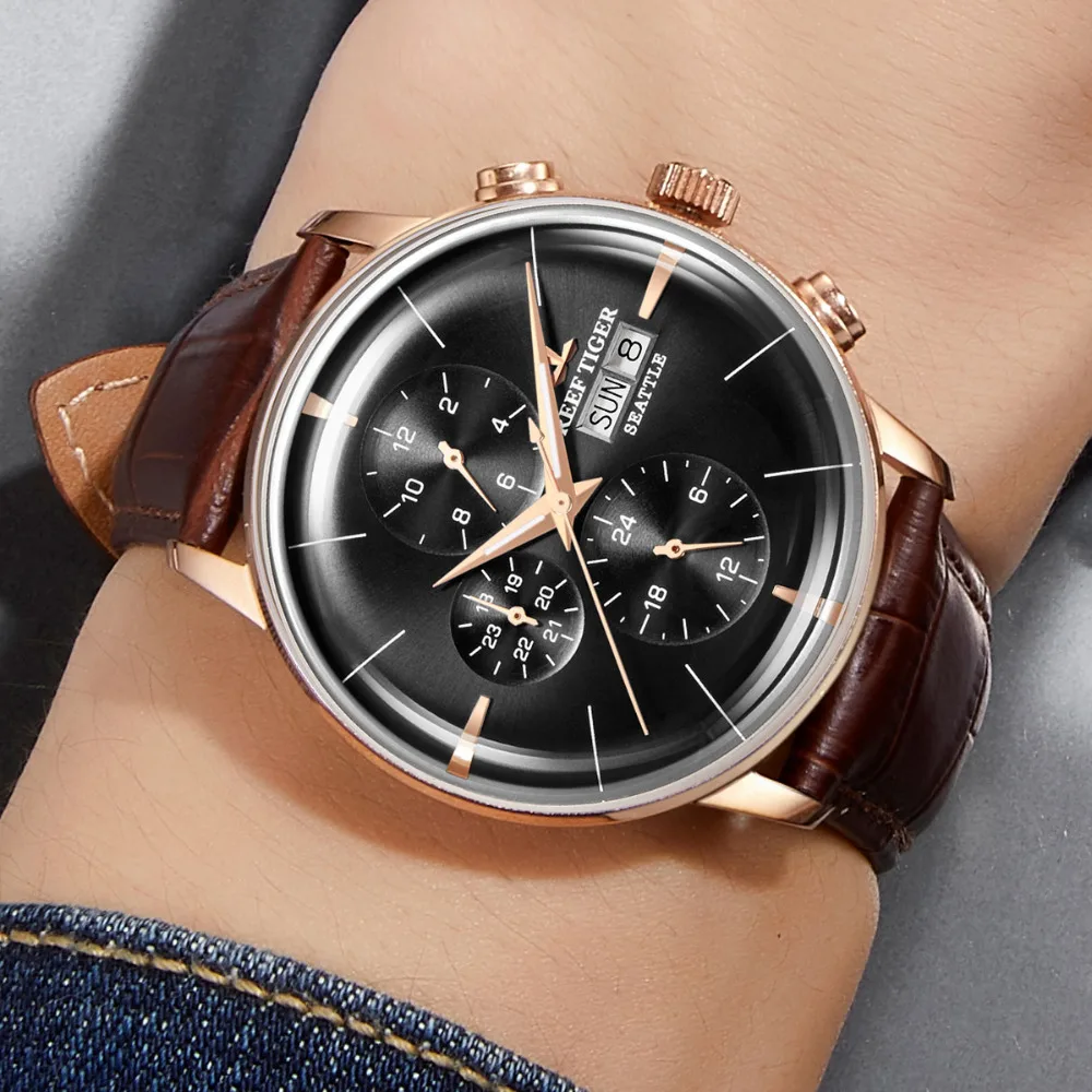 

Reef Tiger/RT 2019 Top Luxury Brand Watch Men MultiFunction Automatic Mechanical Waterproof Wristwatch Relogio Masculino RGA1699