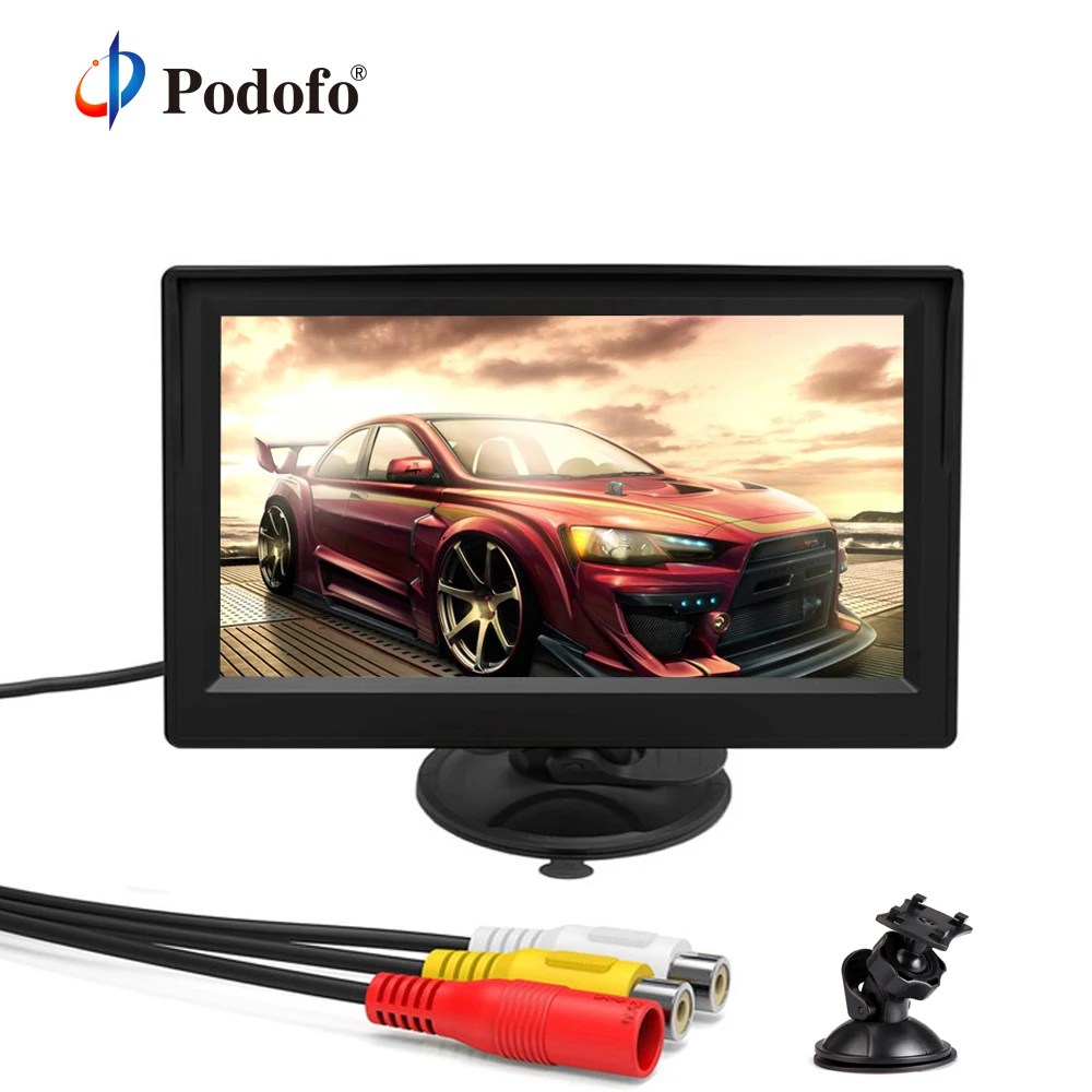 Podofo 4.3 “Mini Monitor TFT LCD widok z tyłu monitora Parking cofania System do tworzenia kopii zapasowych odwrócić uchwyt na aparat VCD DVD Auto telewizor z dostępem do kanałów