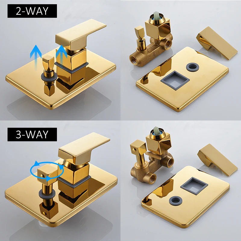 Bathroom Shower Faucet Set Quyanre Wall Mount Golden Shower Faucets Set Ultrathin Rainfall Gold Shower Hot Cold Water Mixer Tap Bathroom Gold Kit
