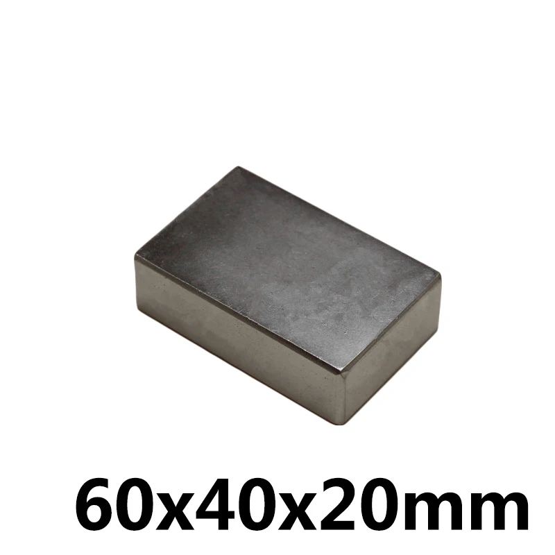 

1pcs Neodymium magnet 60x40x20 Rare Earth Strong block permanent 60*40*20mm fridge Electromagnet NdFeB nickle magnetic square