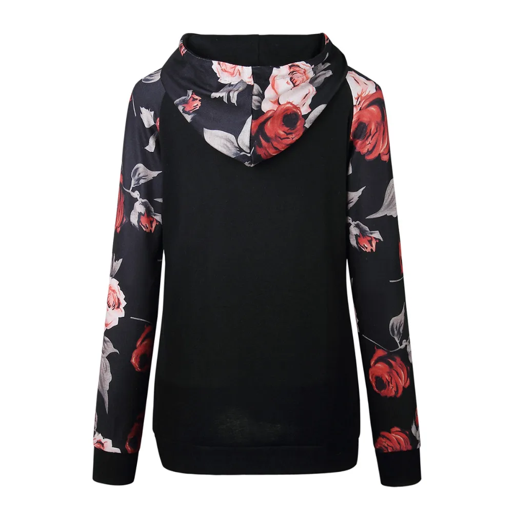  New Fashion Women 's Print Sweatshirts Long Sleeve Breathable Cotton Hoodies Light Hoody Flower Plu
