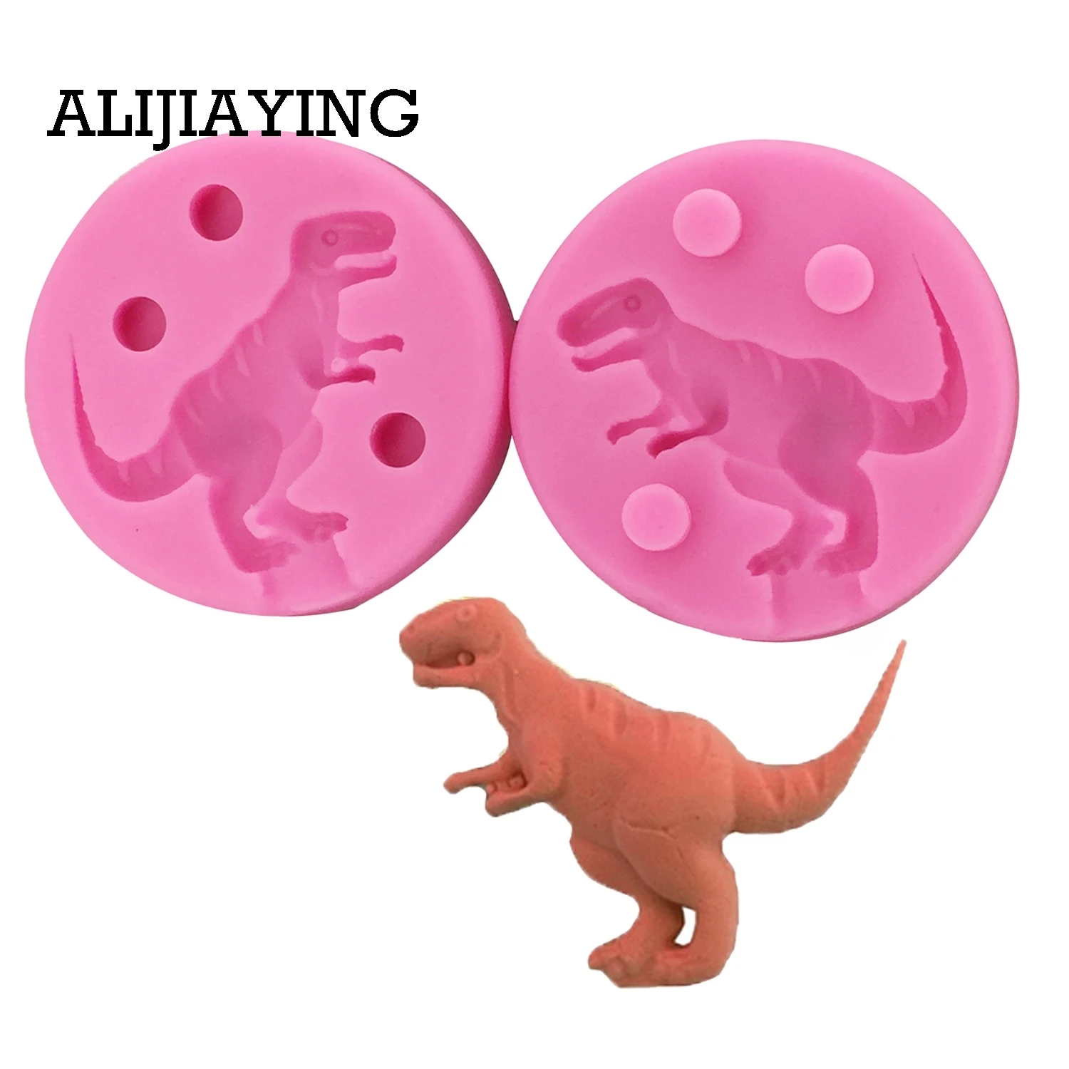 

M0827 2Pcs/set 3D Dinosaur mold Tyrannosaurus rex cartoon silicone mold Fondant cake decoration clay kitchen baking tools