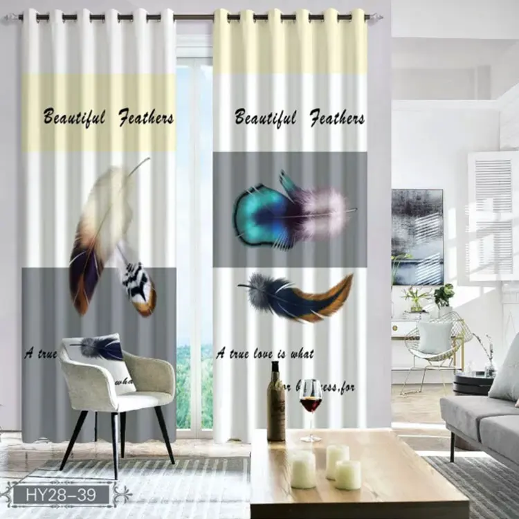 

Window feather 3D Curtain Living Room Modern Home Goods Window Treatments Polyester Printed 3d Curtains For Bedroom