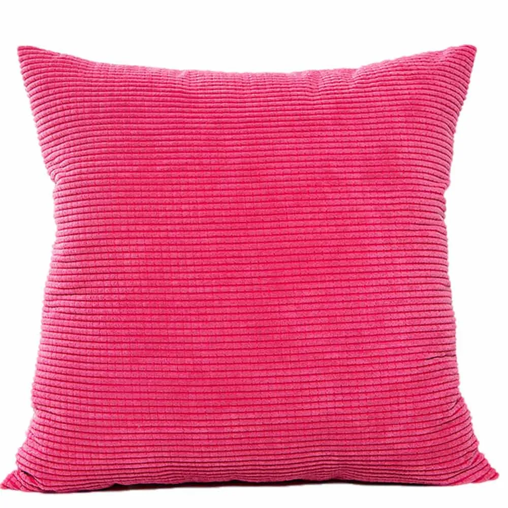 Nordic накидки на подушки, супер-мягкие полосатые вельветовые дома декоративная подушка для дивана размером 45*45 см декоративная подушка чехол - Цвет: Hot Pink