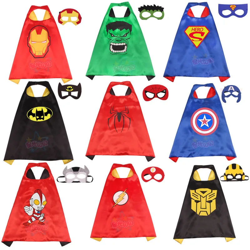 

Superhero Cape with Mask for Girls Boys Superman Batman Spiderman Superhero Costume Kids Halloween Party Costumes for Christmas