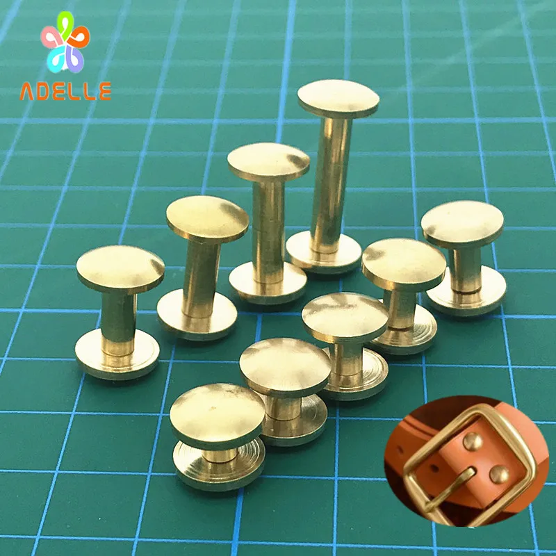 

7 sizes CHICAGO SCREWS Stud Curved Surface Cambered SOLID BRASS FASTENER for BELT HARNESS Nail Rivets LEATHER craft 30sets/lot