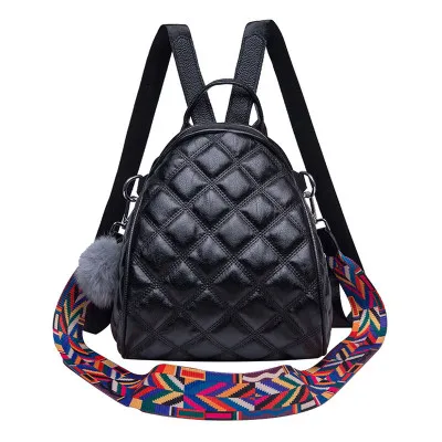 Женские рюкзаки, модный бренд, женская сумка, искусственная кожа, женская сумка через плечо, школьный рюкзак, ромбовидная решетка, сумка для книг, для девочек, 474 - Цвет: Black