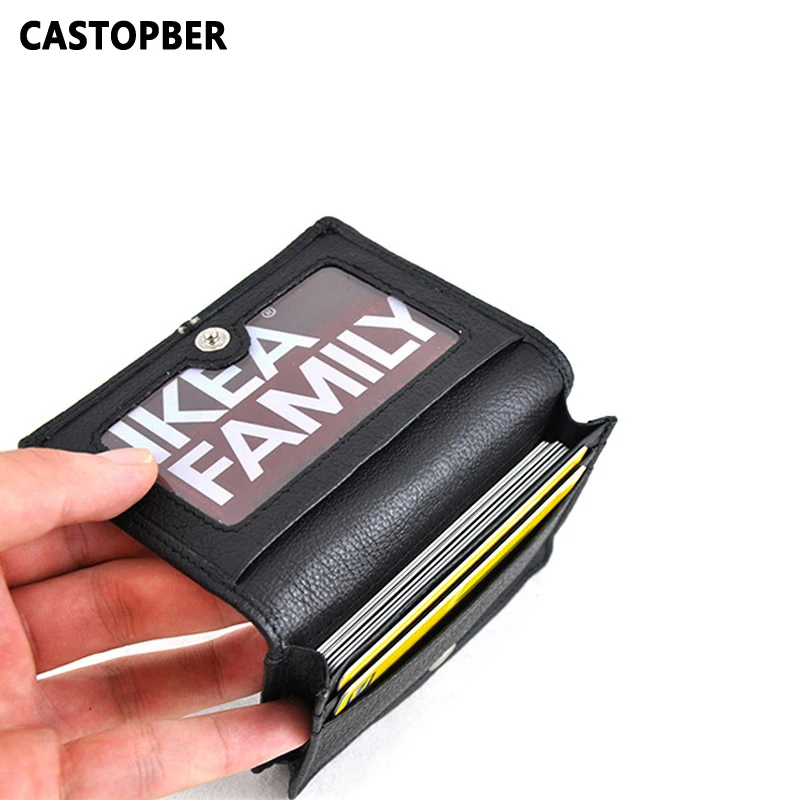 

100% First Layer of Cowhide Genuine Leather Men's Business Credit ID Card Case Card Holders Cover Male High Quality Famous Bags