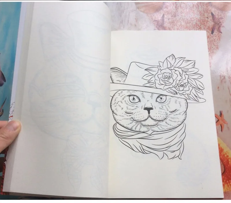 64 страницы кошка рай раскраска для взрослых детей livro livre libros livros антистресс рисунок Secret Garden книжка-раскраска