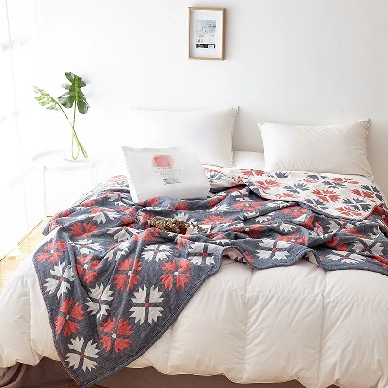 

Maple leaf soft Cotton bedside blanket big size cotton comforter for summer ,casual Bed Supplies, air conditioner quil