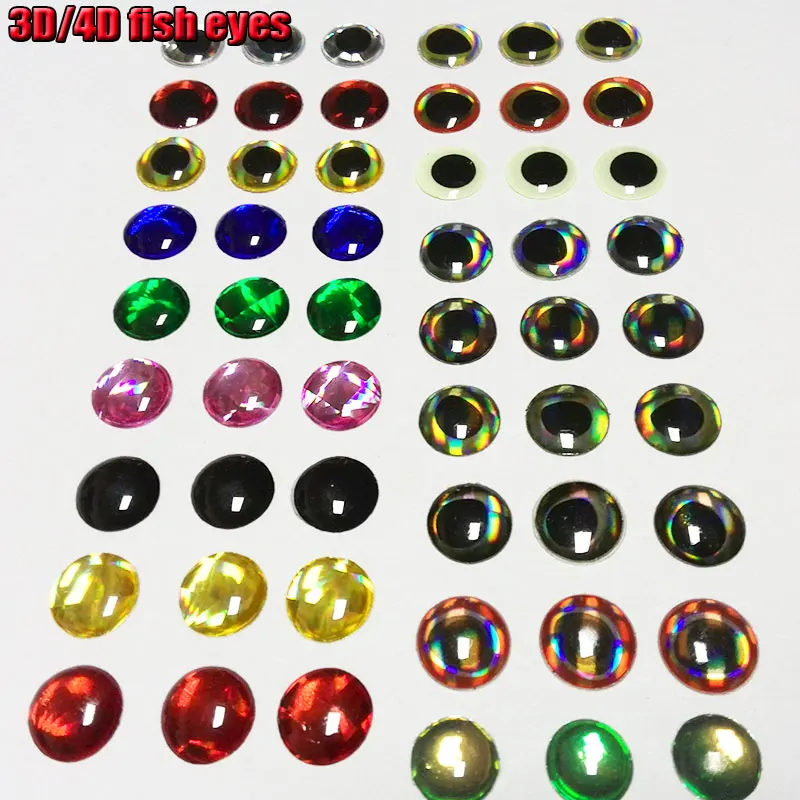 50PCS 4D Holographic Fish Eyes Dragon Eye for Fly Tying Streamers Baitfish
