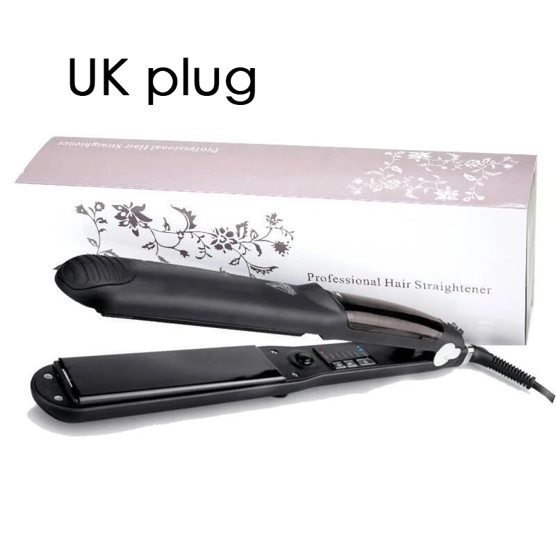 UKplug with box Профессиональный керамический паровой выпрямитель для волос 450F с аргановым маслом, паровой утюжок, керамический паровой быстрый нагрев - Цвет: UKplug with box