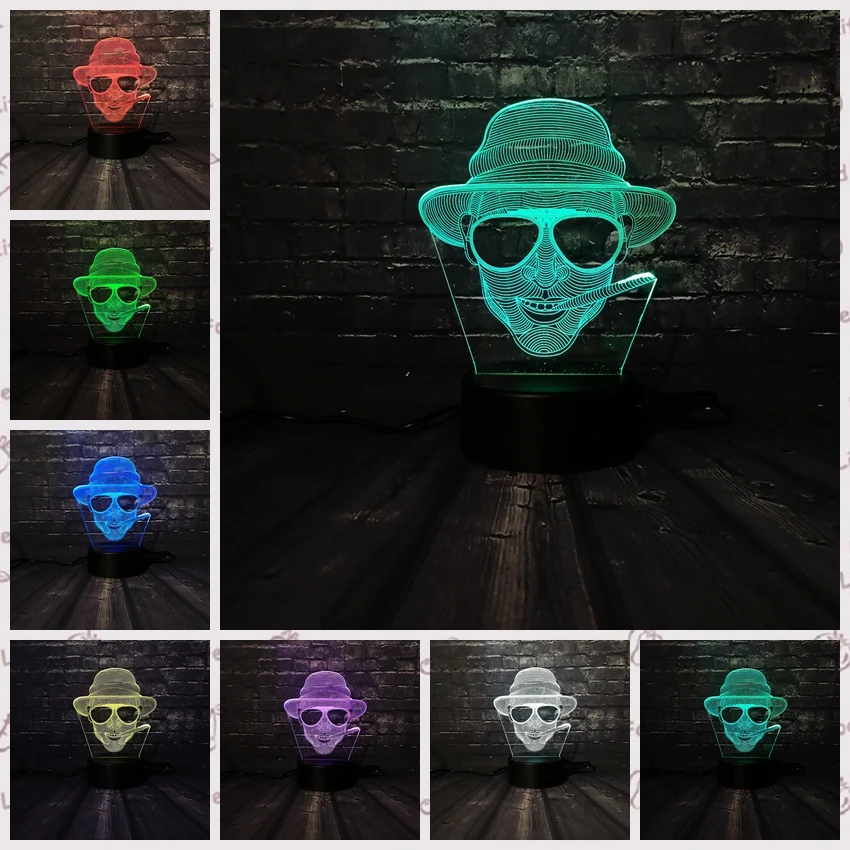 

Dropshipping LED Night light Cool Man Sunglass Boy Decoration lamp Bedroom Sleep Light 7 Color Change Kid Christmas Boy Gift Toy