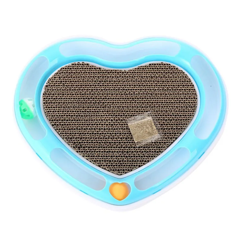 Heart-Shaped Cat Toy Scratch Board Pad with Catnip Bell Balls Intelligence disc cat toys ball Training Amusement plate