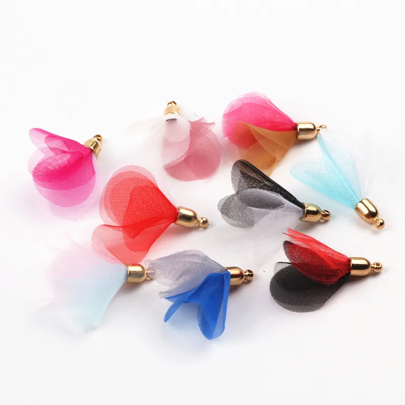 35mm New Fashion Colorful Satin Flower Tassels Pendants For Jewelry Making Of Earring Cellphone Plush Keyring Handmade Accessory 35mm New Fashion Colorful Satin Flower Tassels Pendants For Jewelry Making Of Earring Cellphone Plush Keyring Handmade Accessory