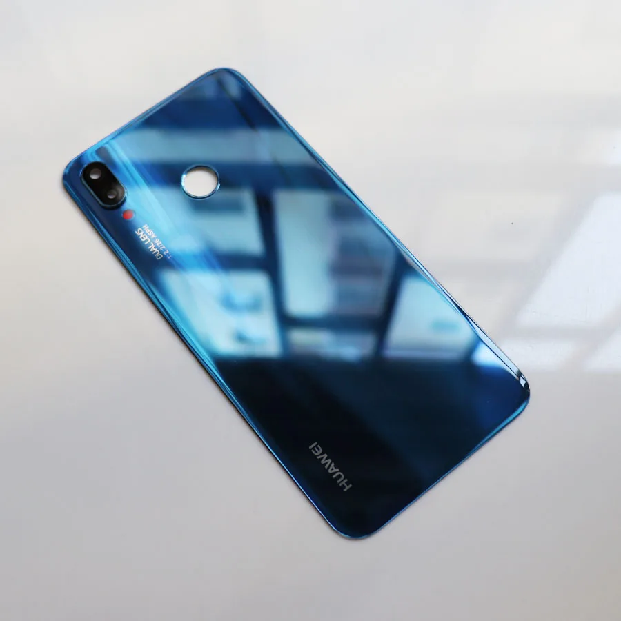 Оригинальное 3D стекло для huawei P20 lite Задняя стеклянная панель крышка батареи задняя дверь Корпус Замена Nova 3e задняя крышка+ клей - Цвет: Klein Blue