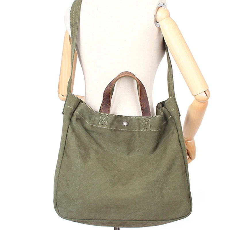 Минималистичная холщовая женская сумка для девочек, модная простая Высококачественная сумка через плечо с кожаной ручкой премиум класса для мужской шоппинга